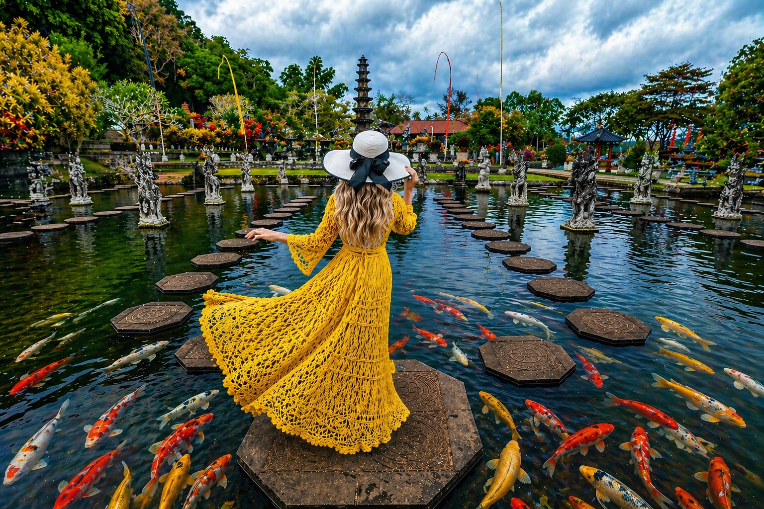 Travelers at Lempuyang Gate of Heaven during Best Bali Temple Tour with Tirta Gangga and Besakih