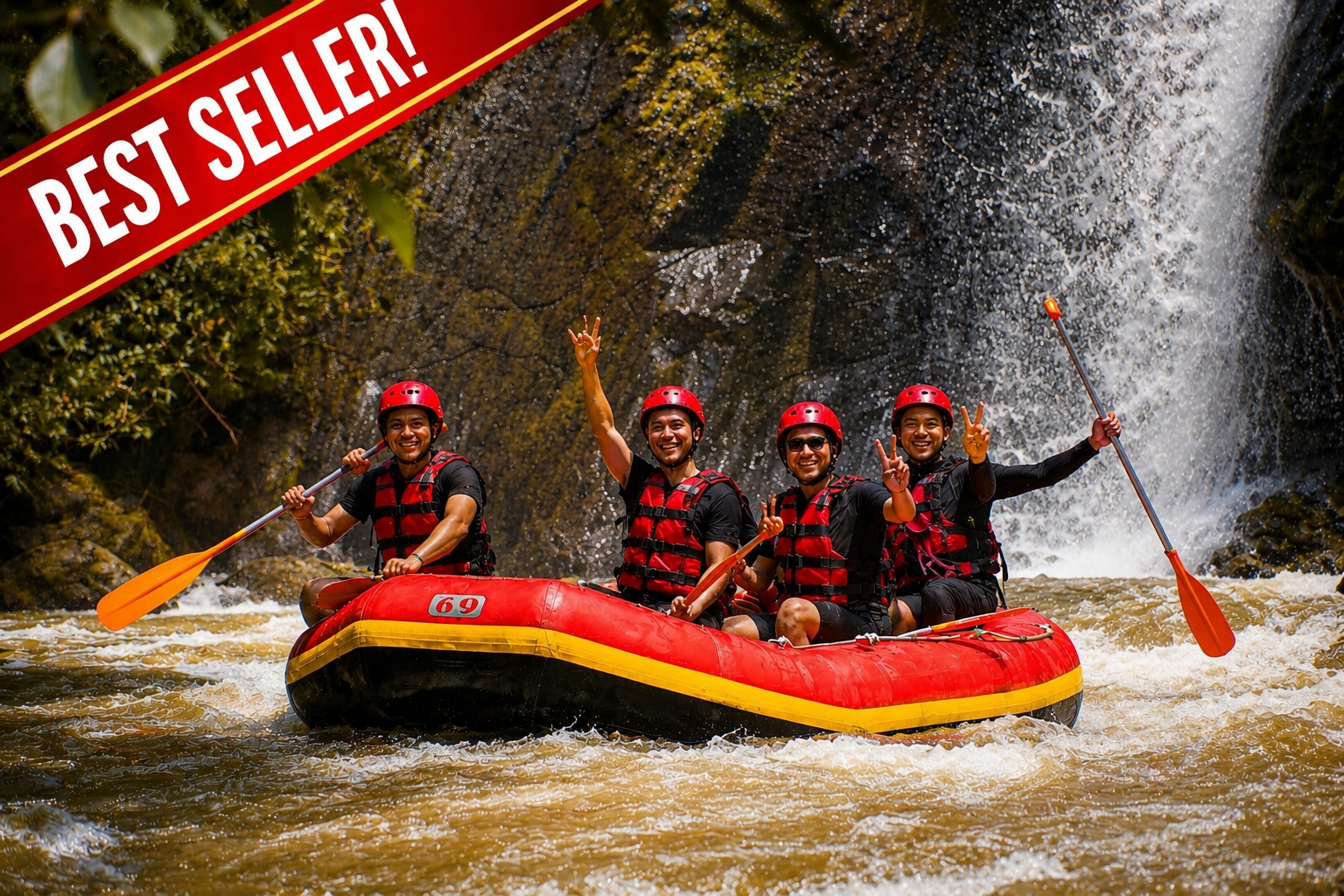 white water rafting in Ubud Bali on Ayung River with jungle view