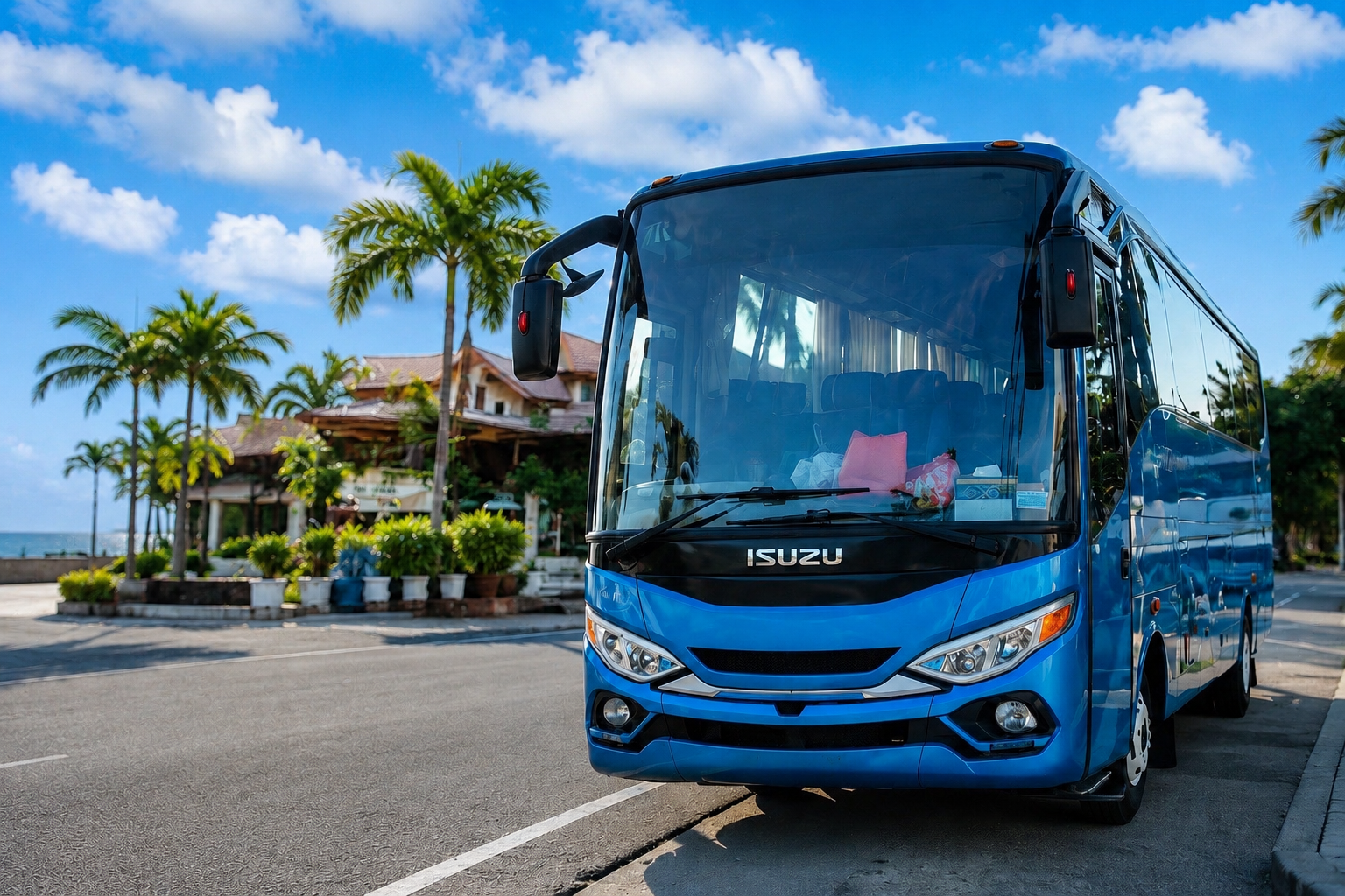 45 seat private tour bus charter service in Bali with professional driver