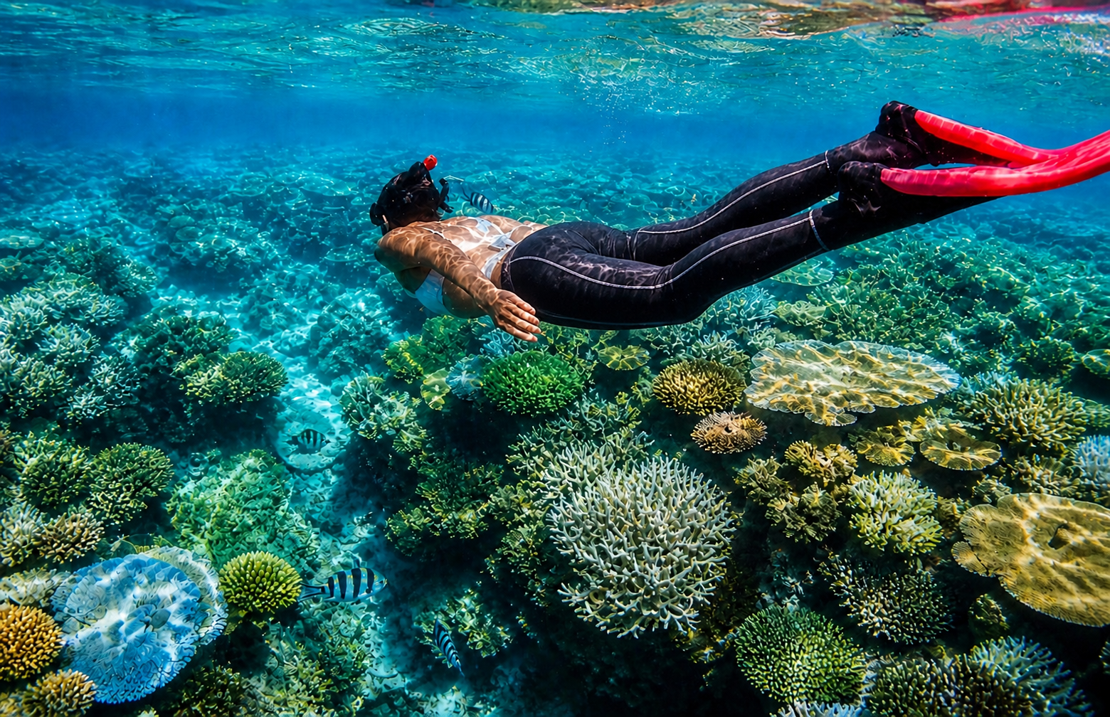 Blue Lagoon snorkeling Bali with colorful coral reef and tropical fish in crystal clear water