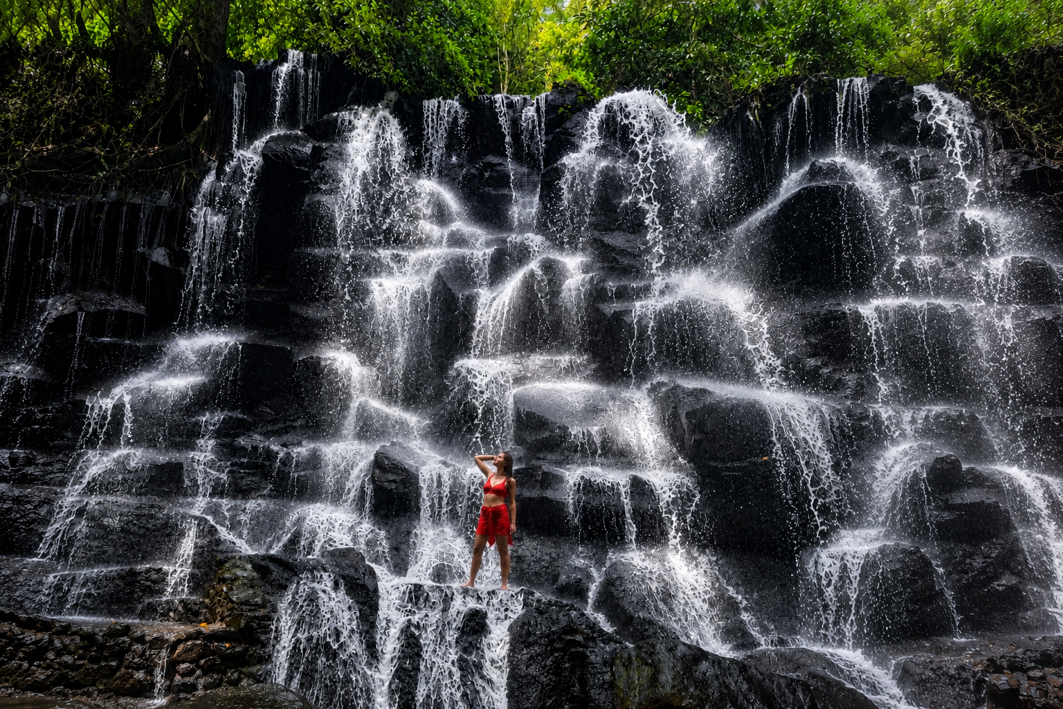Kanto Lampo Waterfall on Full Day Ubud Bali Tour with Tirta Empul and Tegalalang Rice Terraces