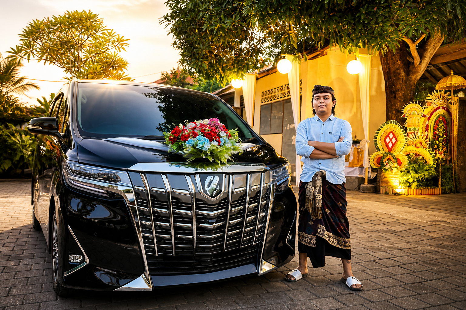 Luxury private Bali tour with Toyota Alphard minivan, professional driver, hotel pickup, and customized itinerary to explore temples, rice terraces, waterfalls, and Ubud attractions
