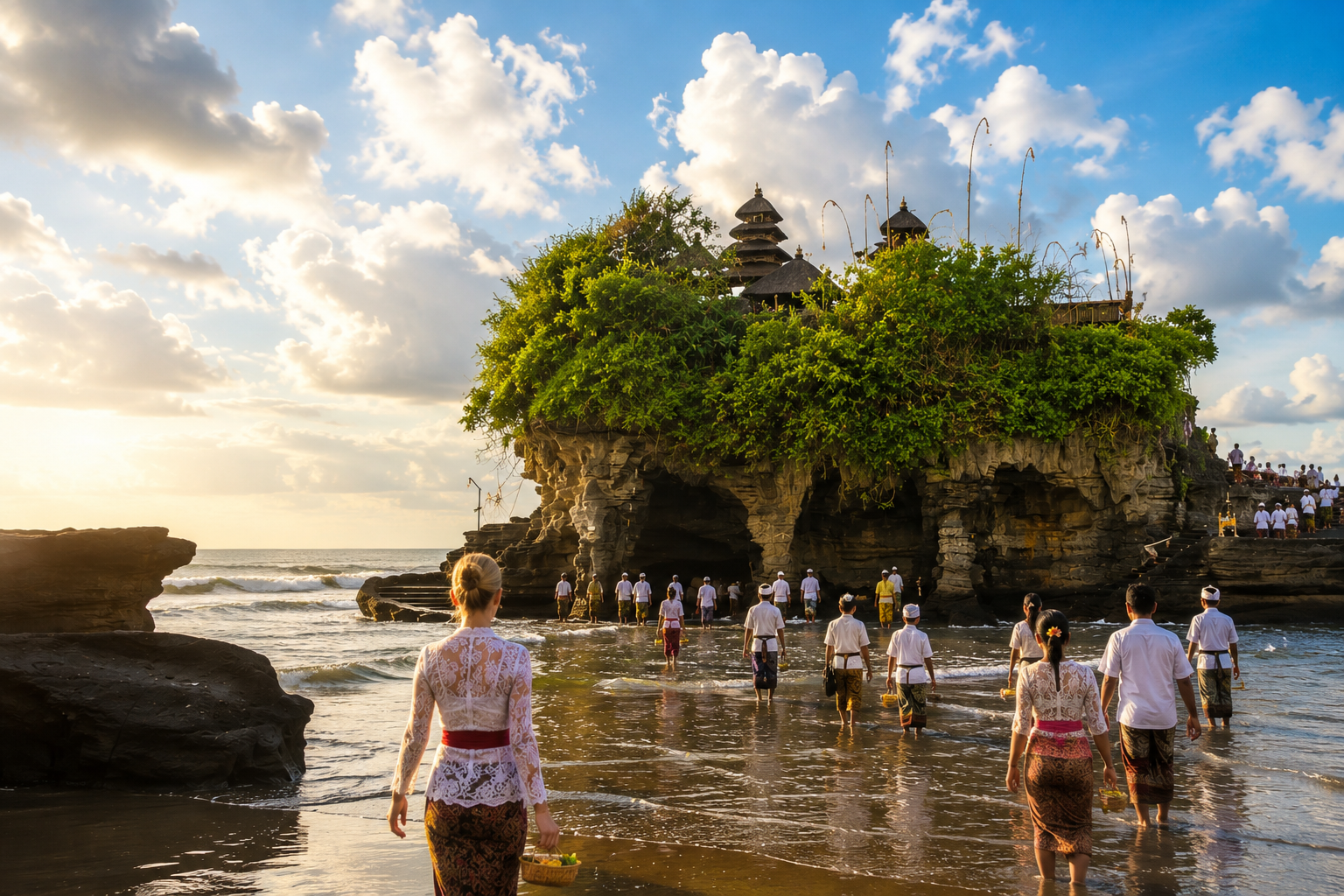 Tanah Lot sea temple on private Tanah Lot and North Bali Tour with Jatiluwih and Ulun Danu